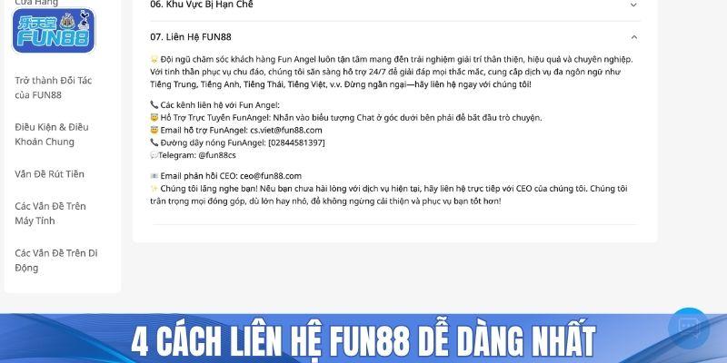 4 Cách liên hệ FUN88 dễ dàng nhất